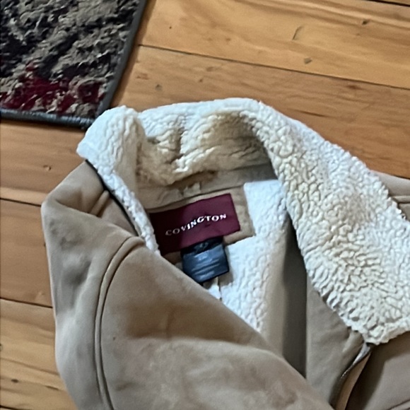 COVINGTON Camel Tan Faux Suede Shearling Jacket Coat NWOT - Picture 1 of 6